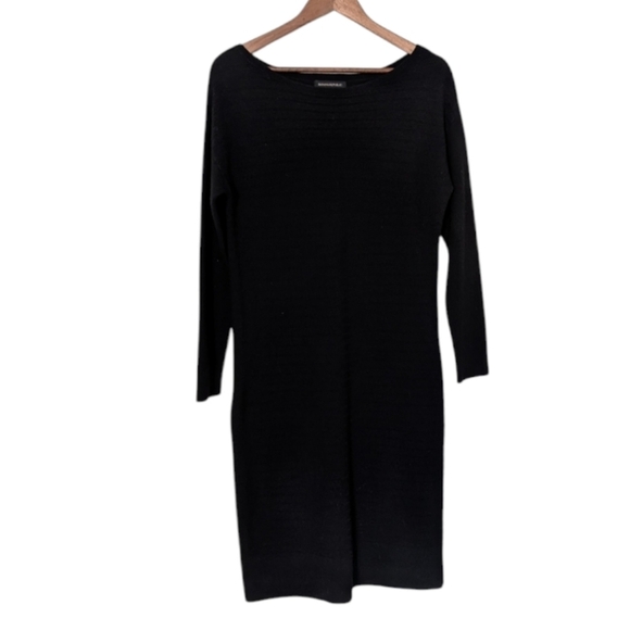 Banana Republic Wool-Cashmere Blend Ribbed Sweater Dress Black Women's Medium - Picture 2 of 14